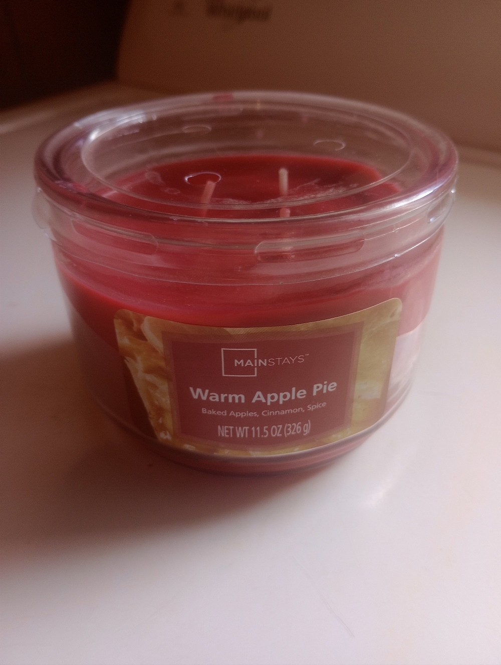 Mainstays Warm Apple Pie 3-Wick Candle - Red